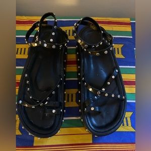 Urban Outfitters black platform sandals with silver studs